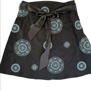 Heart Soul ❤️❤️❤️ black cotton a line skirt with embroidered medallion accents